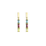Beheyt - Boucles d'oreilles - Or jaune, Topaze London, Rhodolite & Péridot