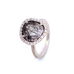 Création - Bague - Platine - Quartz Rutile - Diamants