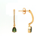 Elisabeth B - Boucles d'Oreilles - Or Jaune, Saphir Vert & Diamants