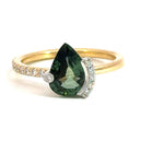 Création - Bague - Or Jaune - Saphir Vert - Diamants