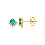 Aurum Adamas - Boucles d'oreilles - Or jaune, émeraudes & diamants