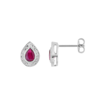 Robbez - Boucles d'oreilles - Or blanc, rubis & diamants
