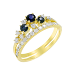 J&A 1970 - Bague - Or jaune, saphirs & diamants