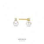 Aucielle - Boucles d'Oreilles - Or Jaune, perles & diamants