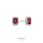 Aucielle - Boucles d'Oreilles - Or Jaune, rhodolite & diamants