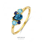 Aucielle - Bague - Or Jaune, Saphirs & Aigue-marine