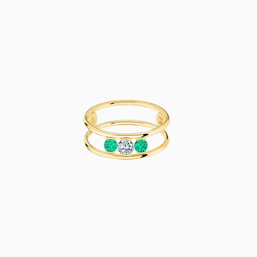 La Brune & La Blonde - Bague - Or jaune, émeraudes & diamant