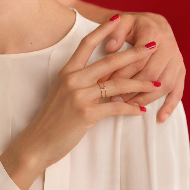 La Brune & La Blonde - Bague - Or Rose & Rubis