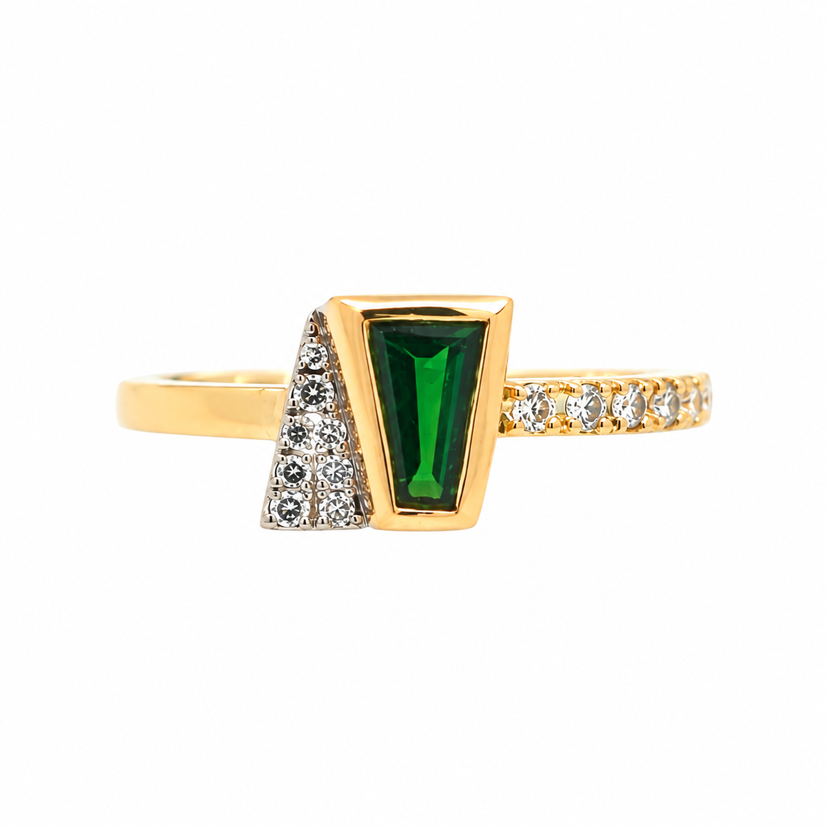 Création - Bague - Or jaune et platine - Tsavorite - Diamants