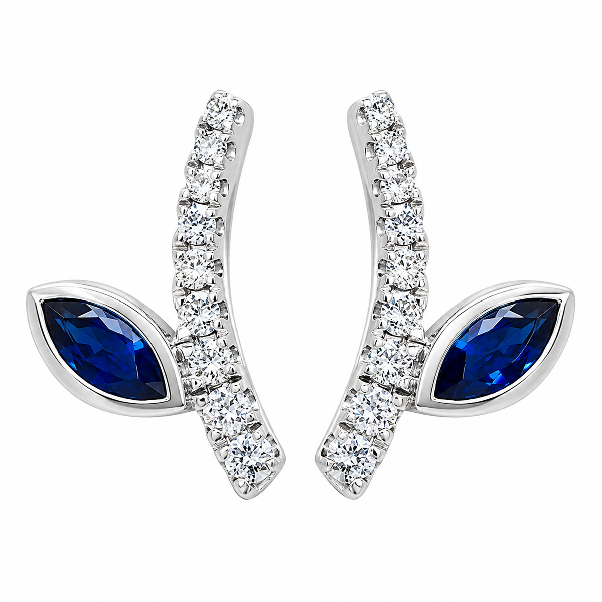 J&A 1970 - Boucles d'oreilles - Or Blanc, saphirs & diamants