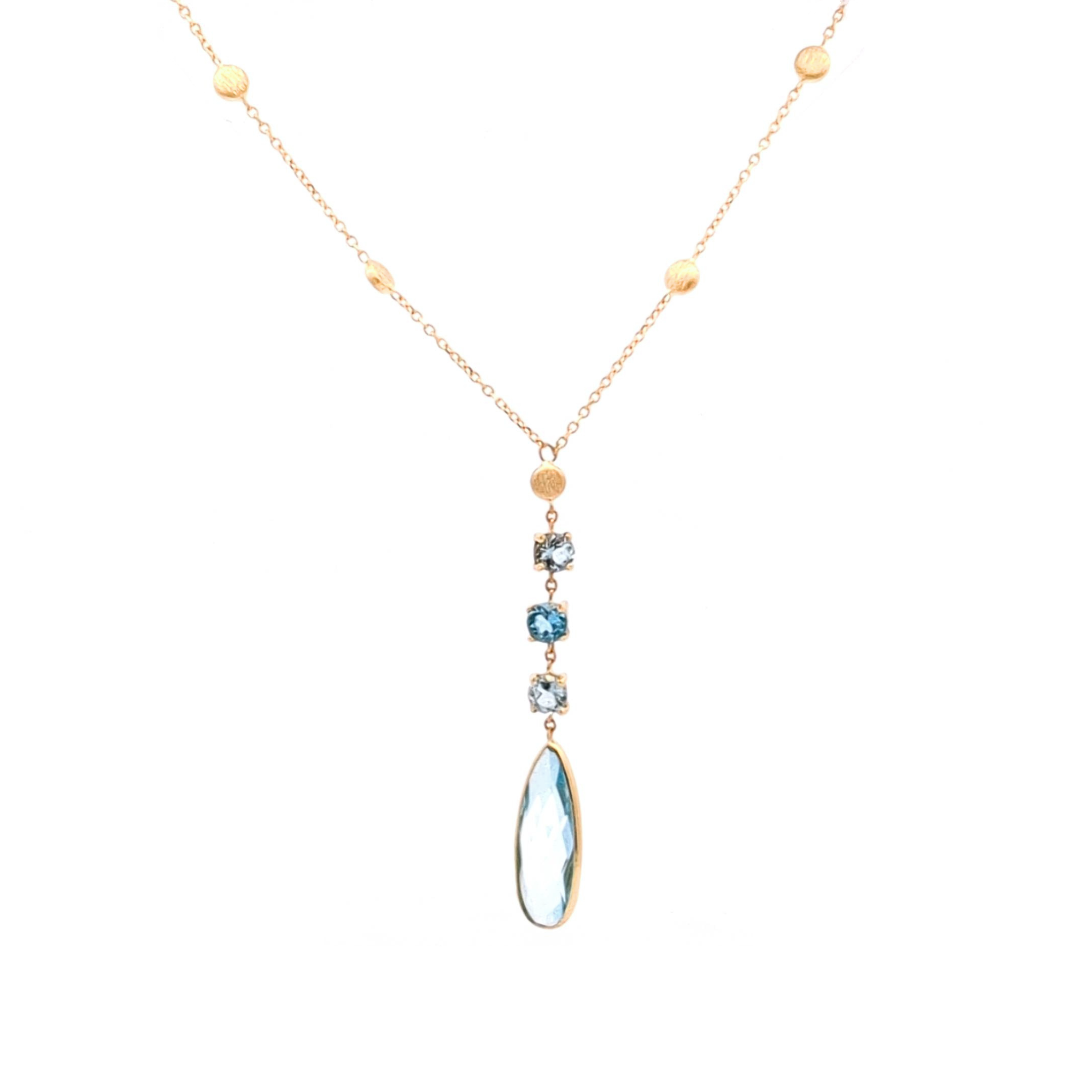 Collier Argent 925 Avec Pendentif Topaze Et Pierres Semi-précieuses - Plaqué Or Jaune 18 Carats - Neuf Avec étiquettes