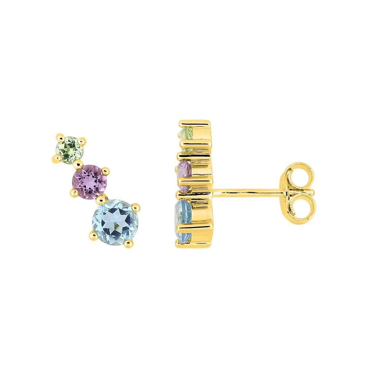 Robbez - Boucles d'Oreilles - Or Jaune, Topazes, améthystes & péridots