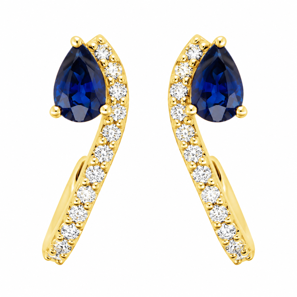 J&A 1970 - Boucles d'oreilles - Or jaune, saphirs & diamants