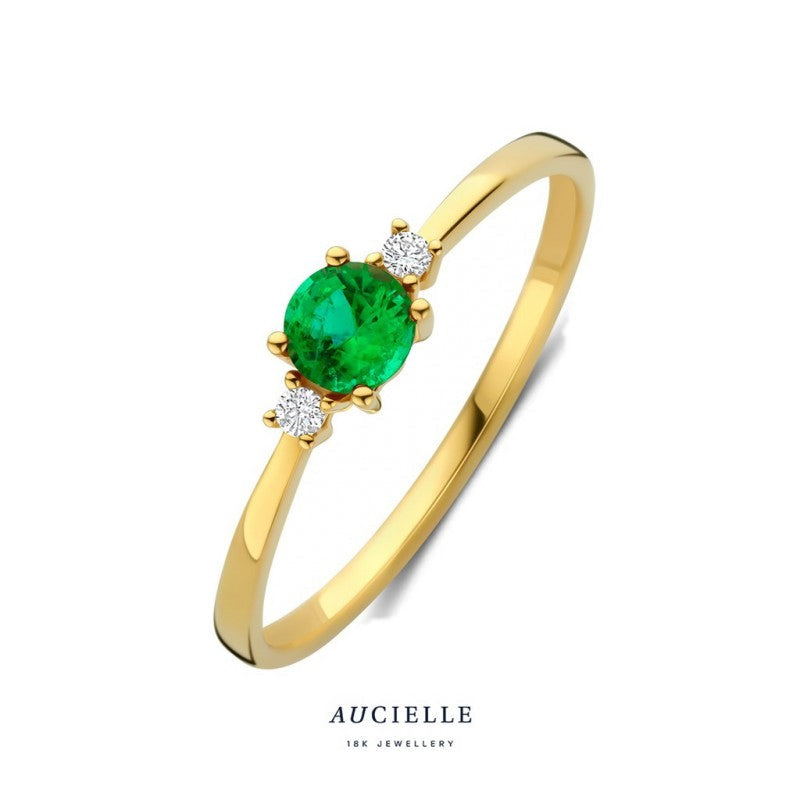 Aucielle – Bague – Or jaune, émeraude & diamants