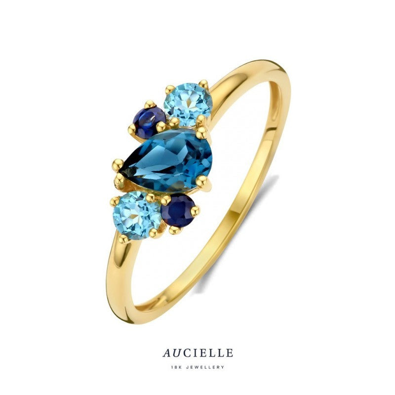 Aucielle – Bague – Or Jaune, Saphirs & Aigue-marine