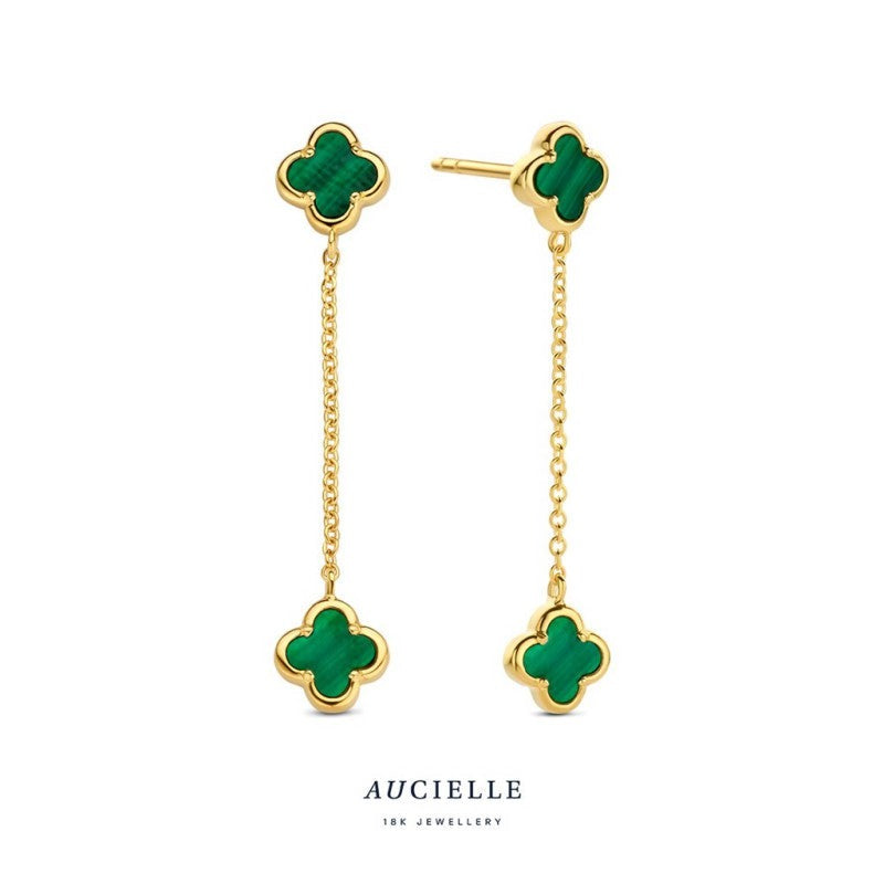 Aucielle – Boucles d'Oreilles – Or Jaune & Malachite