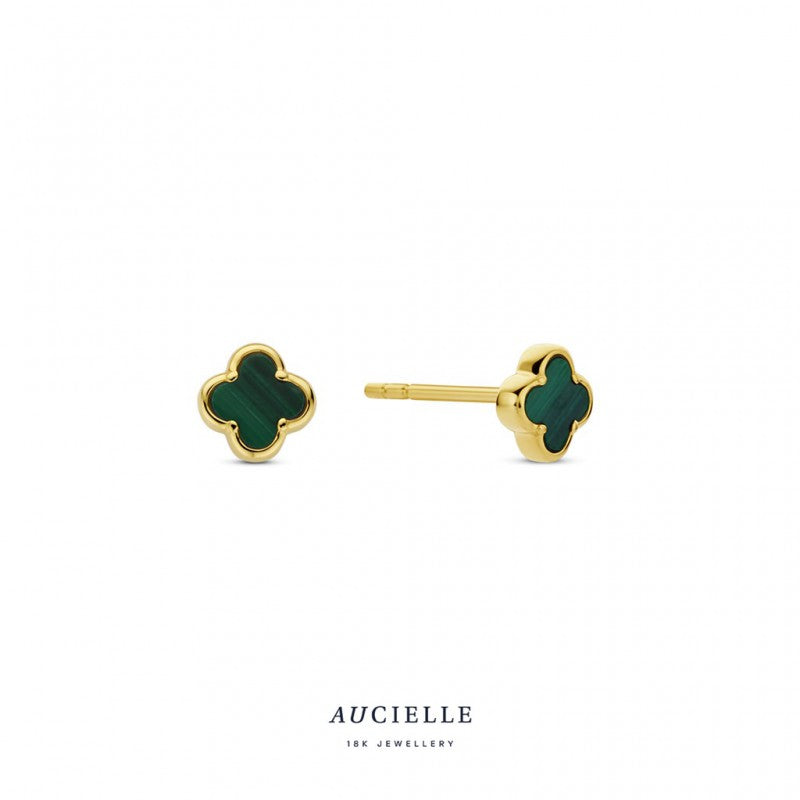 Aucielle – Boucles d'Oreilles – Or Jaune & Malachite