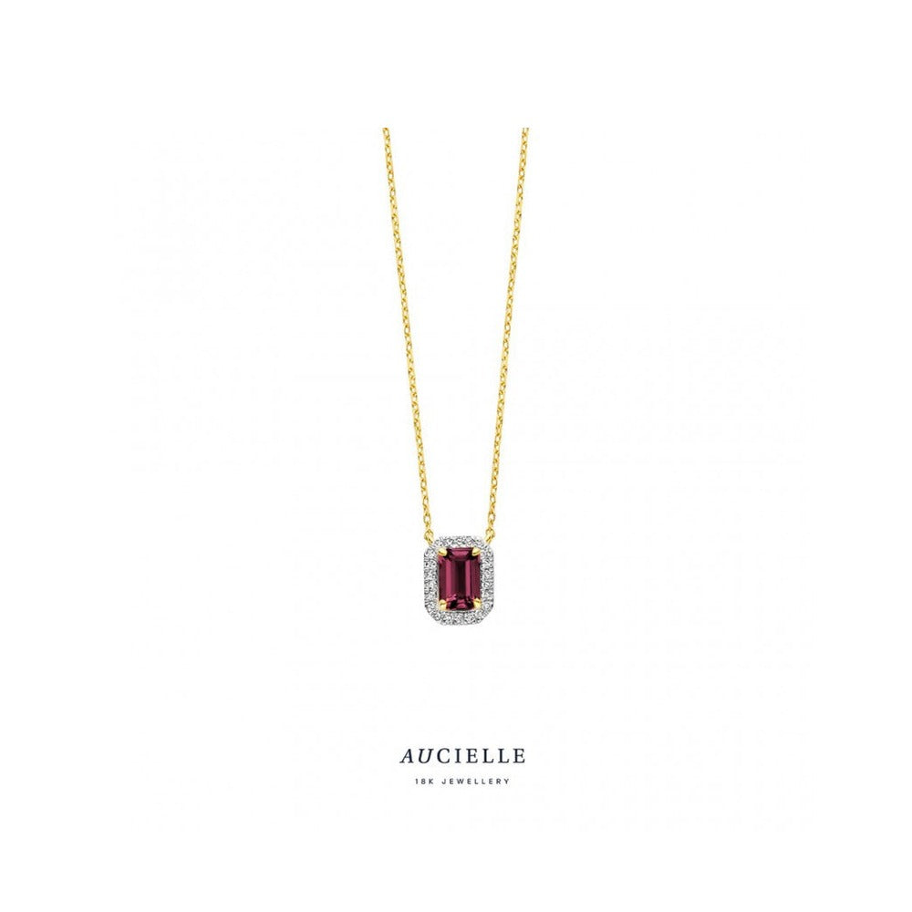 Aucielle – Collier – Or Jaune, rhodolite & diamants