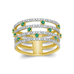 Aurum Adamas – Bague – Or jaune, émeraude & diamants
