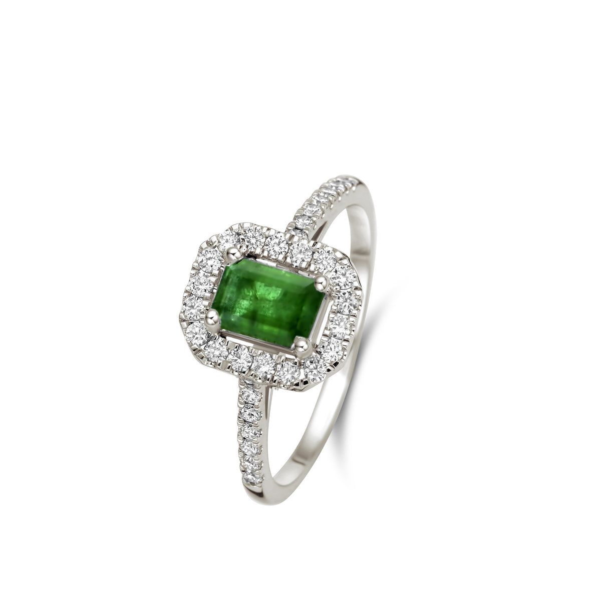 Beheyt – Bague – Or Blanc, Émeraude & Diamants