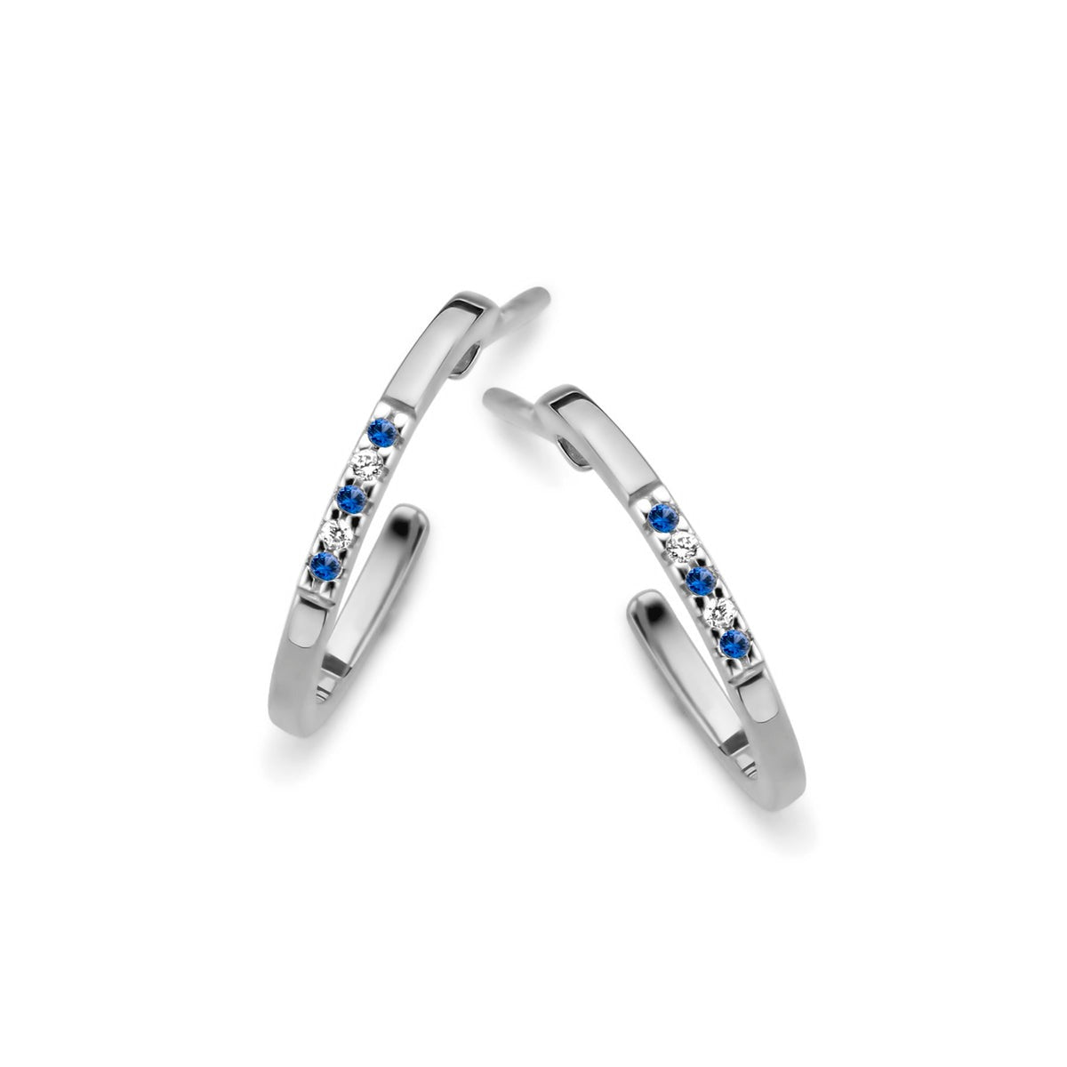 Beheyt – Boucles d'oreilles – Créoles – Or Blanc, Saphirs & Diamants