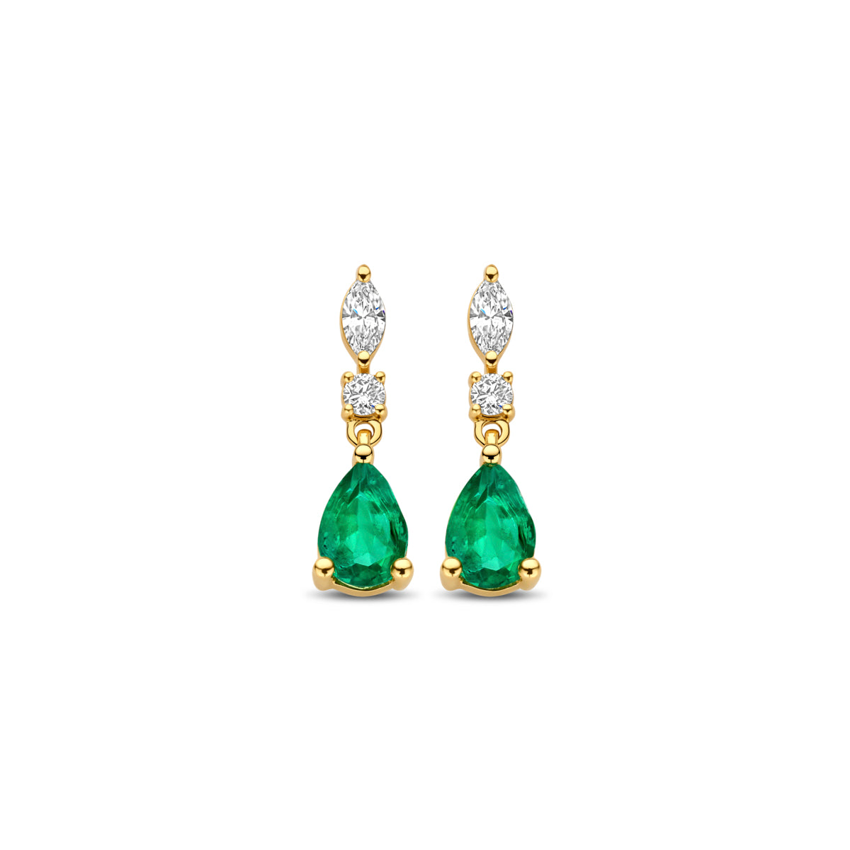 Beheyt – Boucles d'Oreilles – Or Jaune, Émeraudes & Diamants