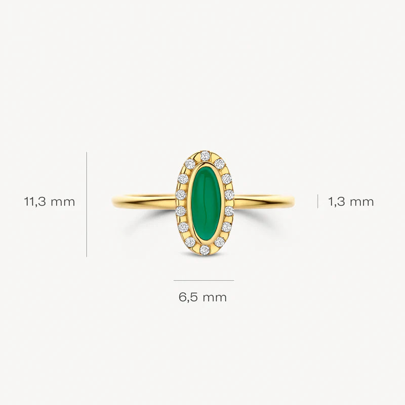 Blush – Bague – Zirconiums & Agate Verte – vue 2