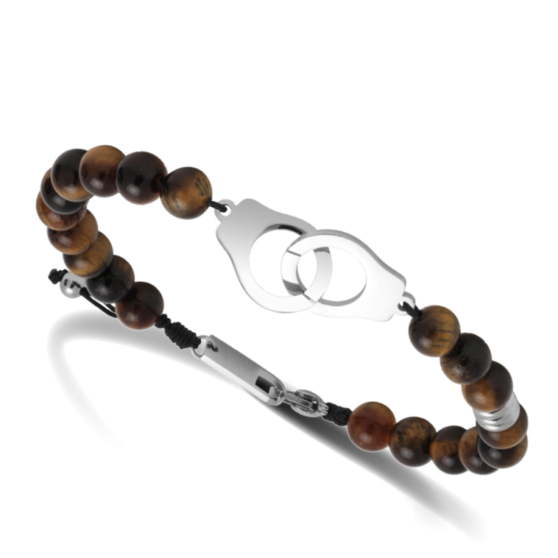 Rochet - Bracelet acier & oeil de tigre