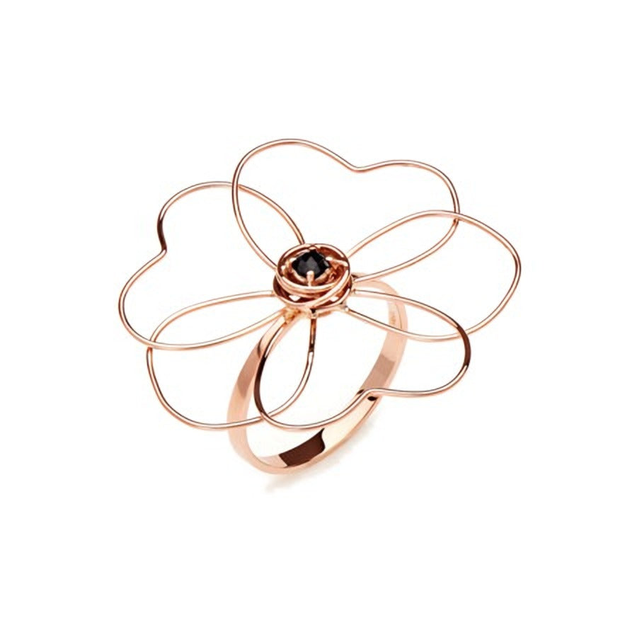Caterina B – Bague – Or Rose & Spinelle Noire