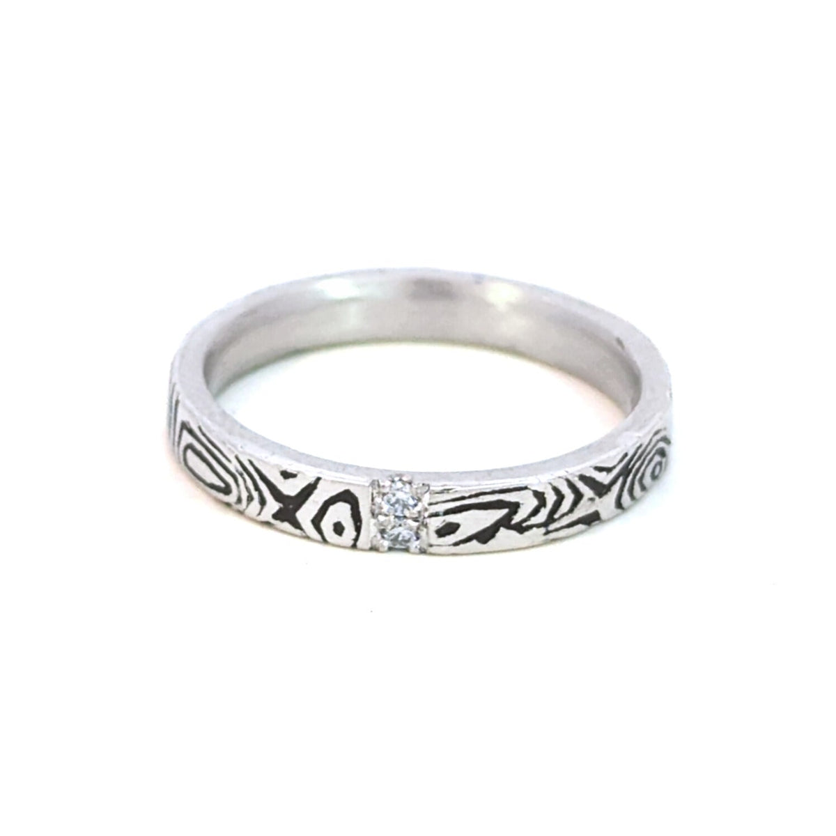 Création – Bague – Alliance – Platine & diamants – vue 2