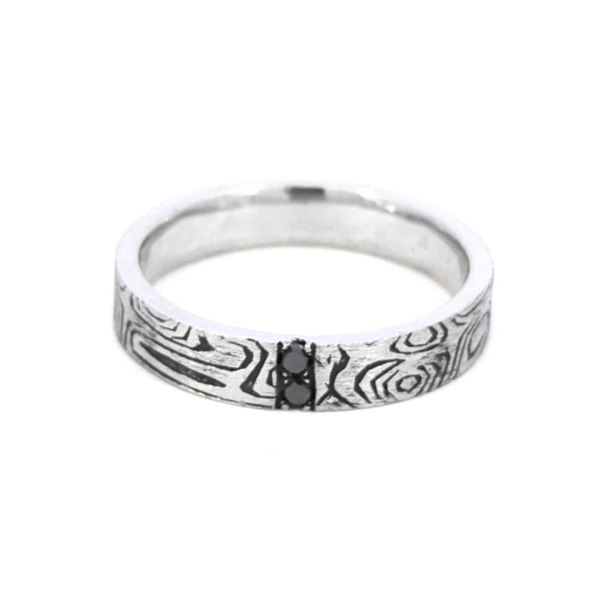 Création – Bague – Alliance – Platine & diamants noirs – vue 2