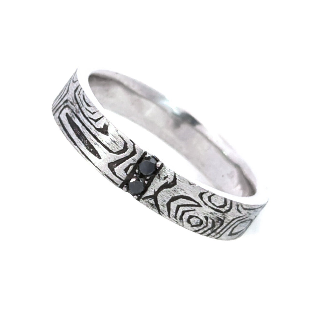 Création – Bague – Alliance – Platine & diamants noirs