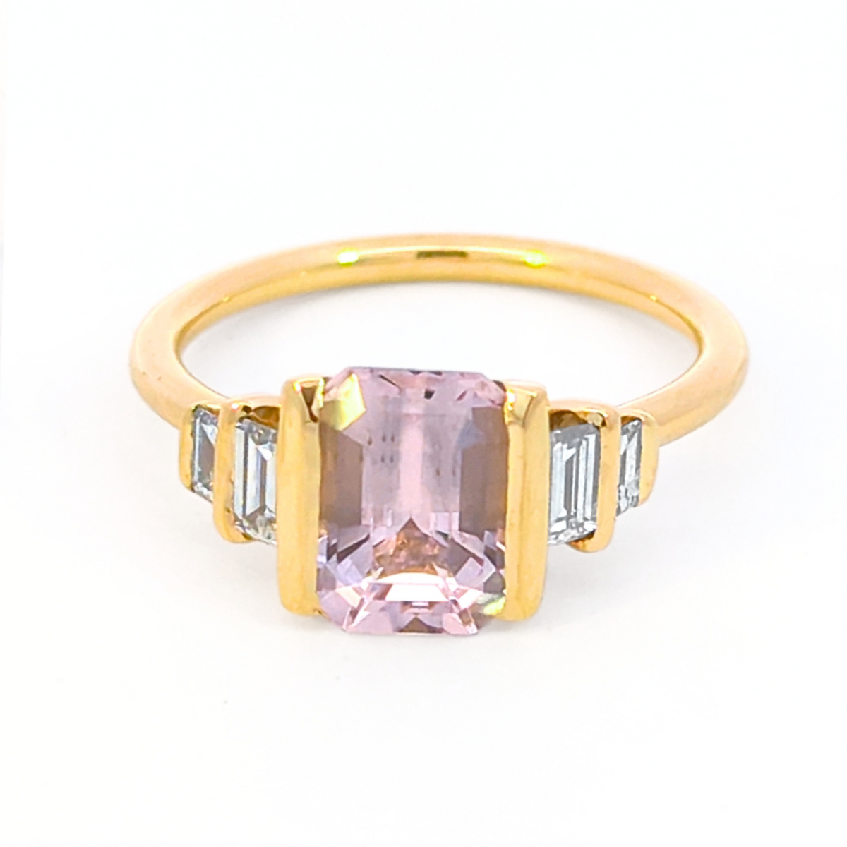 Création – Bague – Or Jaune – Morganite – Diamants – vue 4