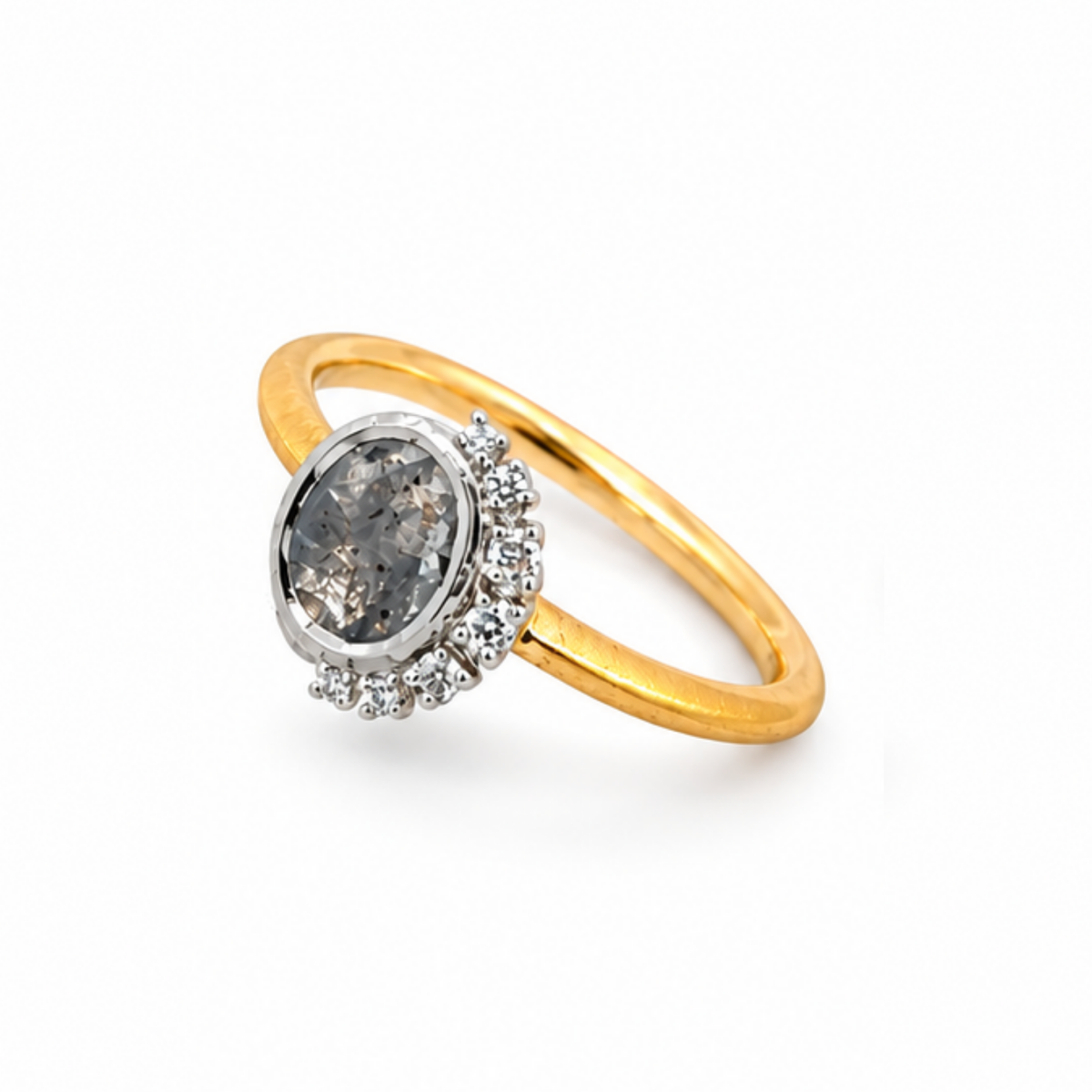 Création – Bague – Or jaune & platine – Diamant Salt & Pepper – Diamants – vue 3