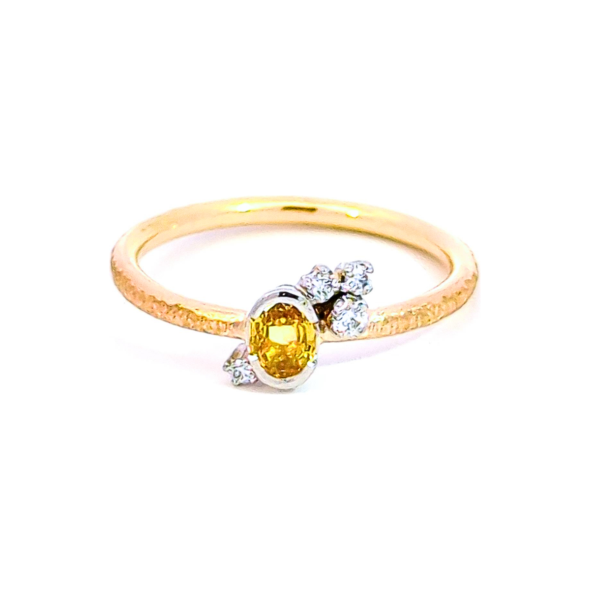Création – Bague – Or Jaune & Platine – Saphir Jaune – Diamants – vue 2