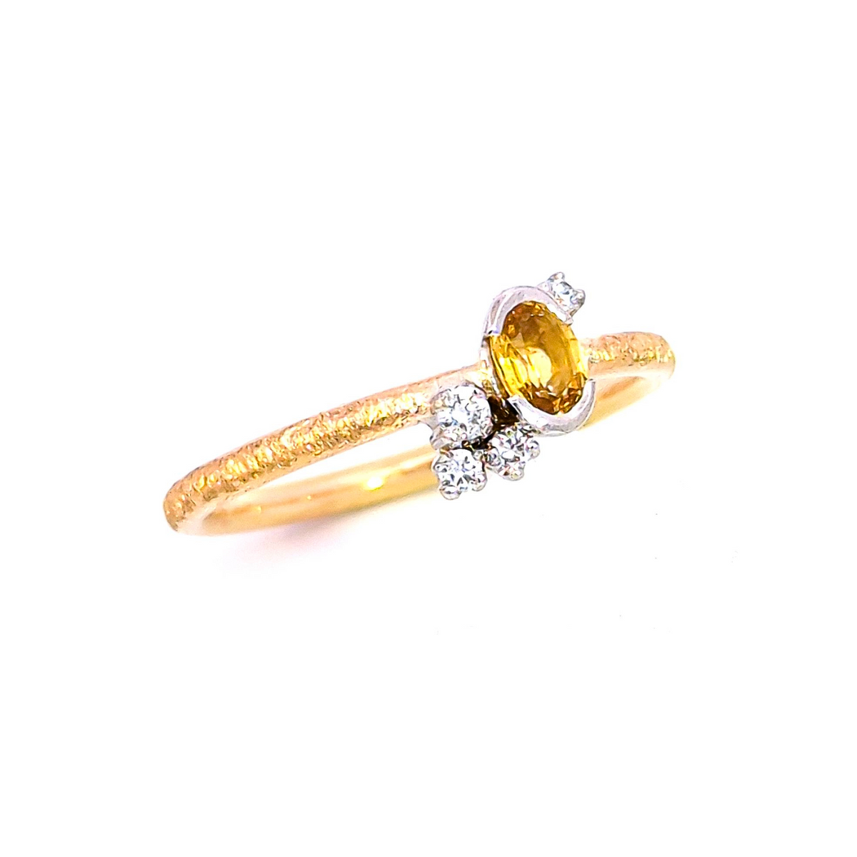 Création – Bague – Or Jaune & Platine – Saphir Jaune – Diamants – vue 3