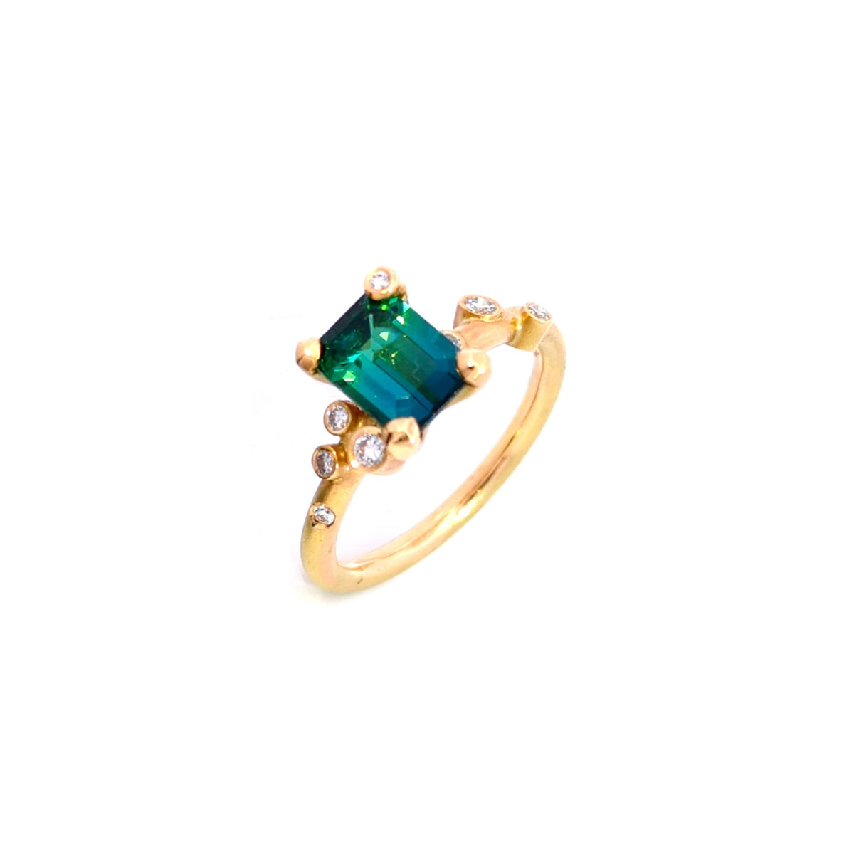 Création – Bague – Or Jaune – Tourmaline – Diamants – vue 2