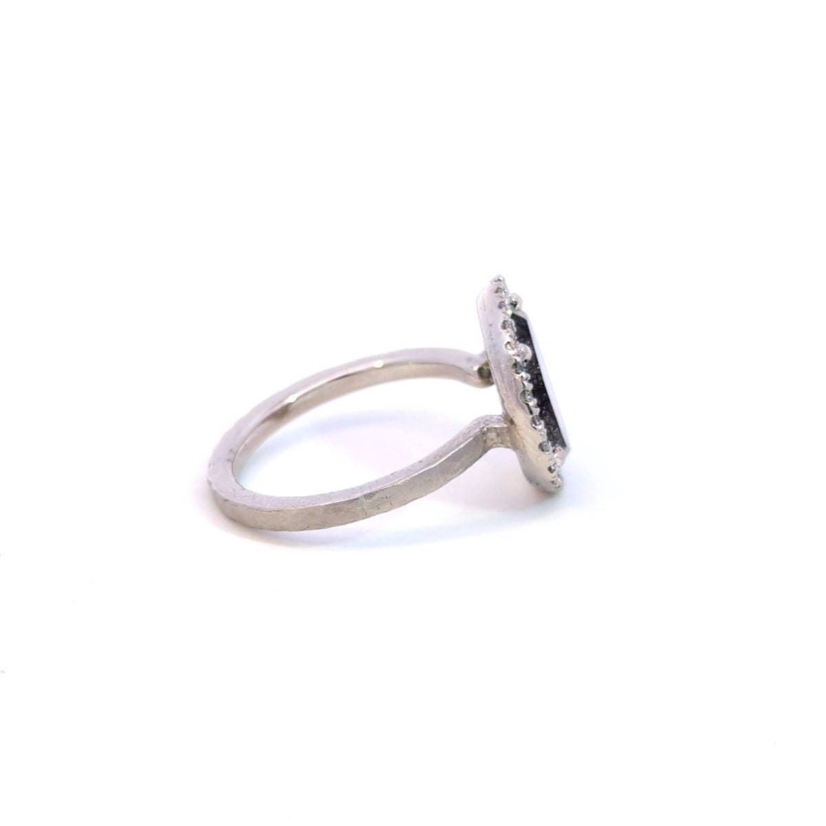 Création – Bague – Platine – Quartz Rutile – Diamants – vue 4