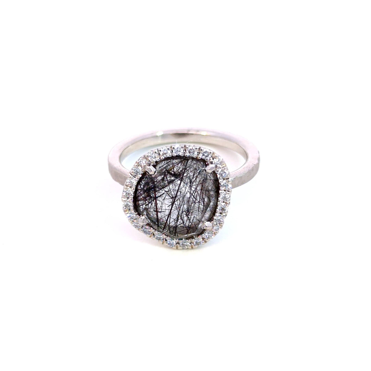 Création – Bague – Platine – Quartz Rutile – Diamants – vue 5