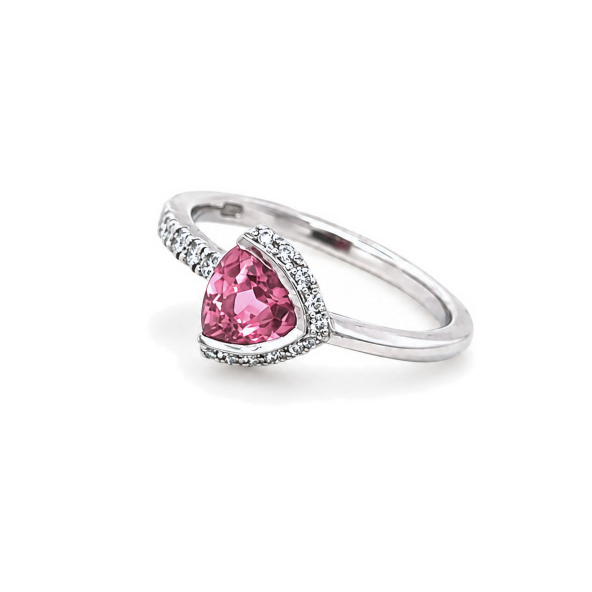 Création – Bague – Platine – Tourmaline rose – Diamants