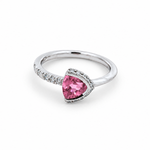 Création – Bague – Platine – Tourmaline rose – Diamants – vue 4