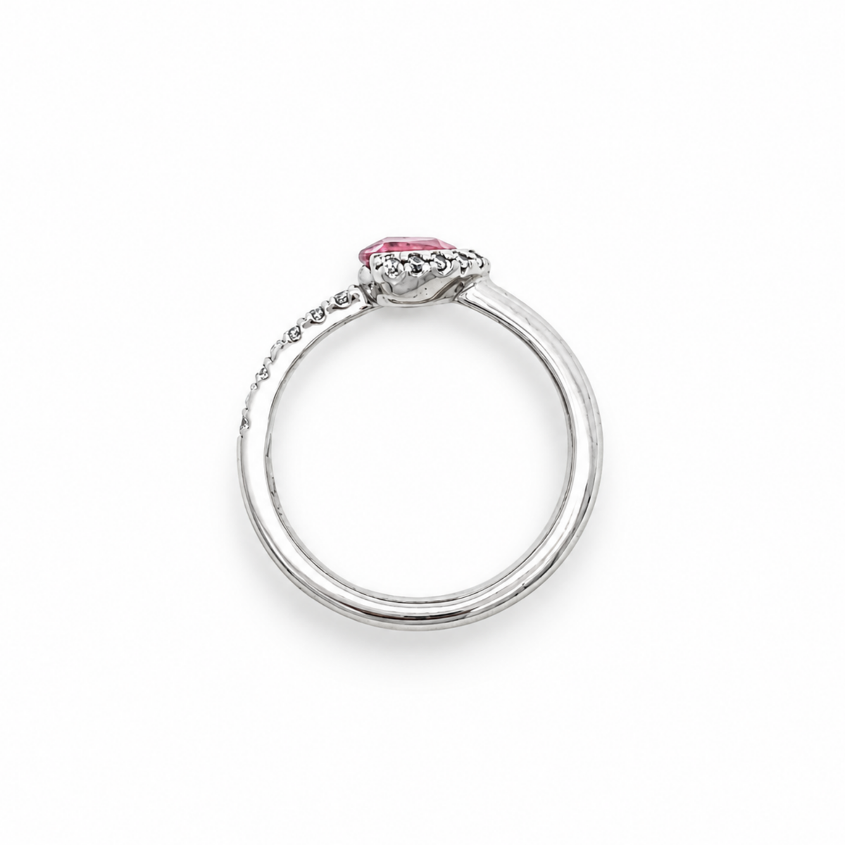 Création – Bague – Platine – Tourmaline rose – Diamants – vue 5