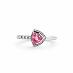 Création – Bague – Platine – Tourmaline rose – Diamants – vue 6