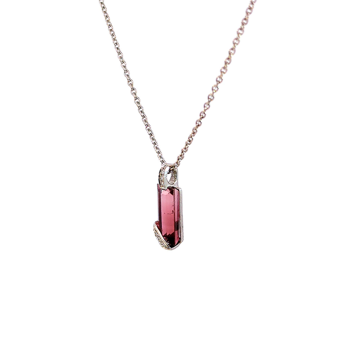Création – Pendentif – Platine – Tourmaline – Diamants – vue 2