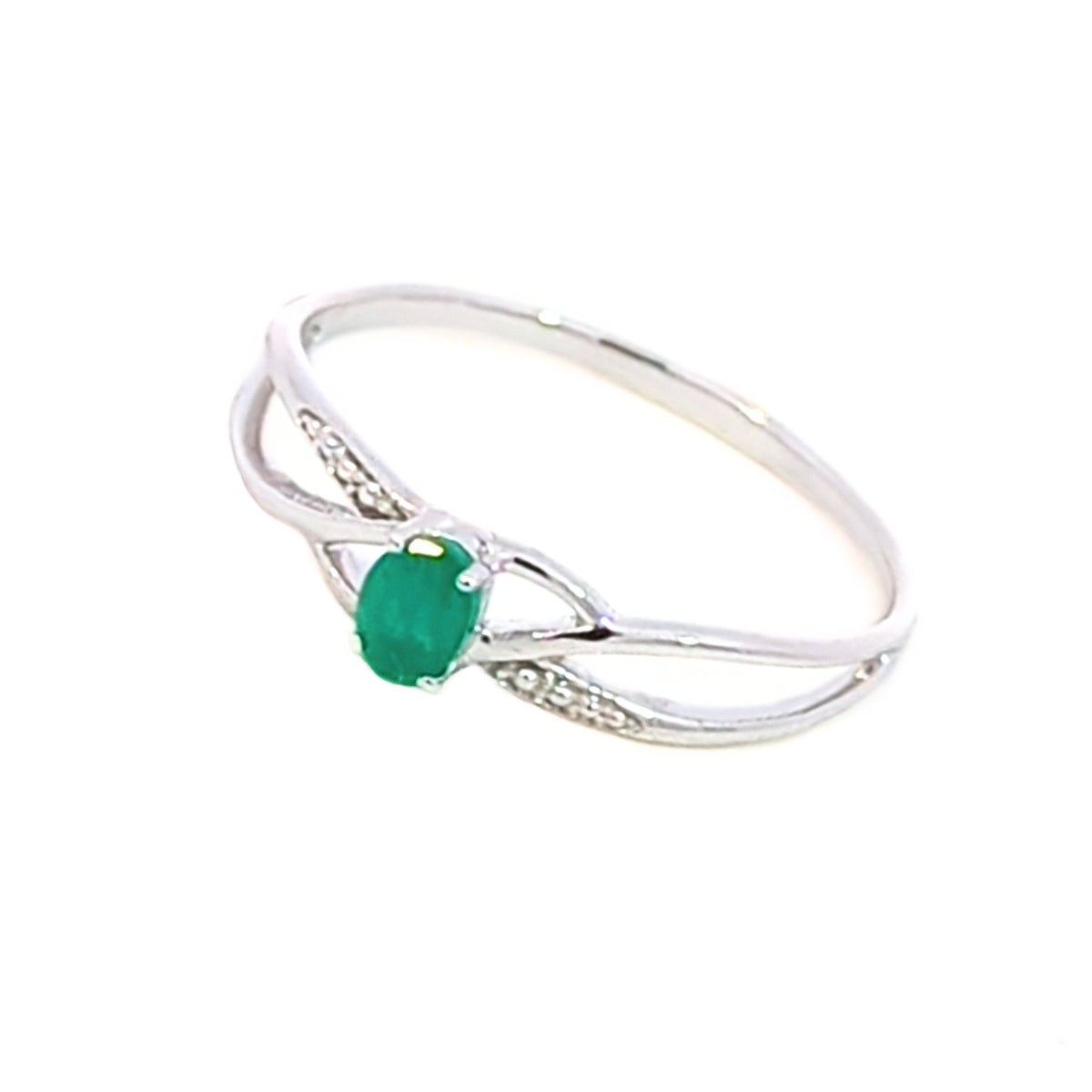 Elisabeth B – Bague – Or Blanc & Émeraude