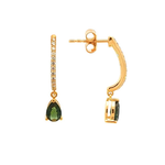 Elisabeth B – Boucles d'Oreilles – Or Jaune, Saphir Vert & Diamants