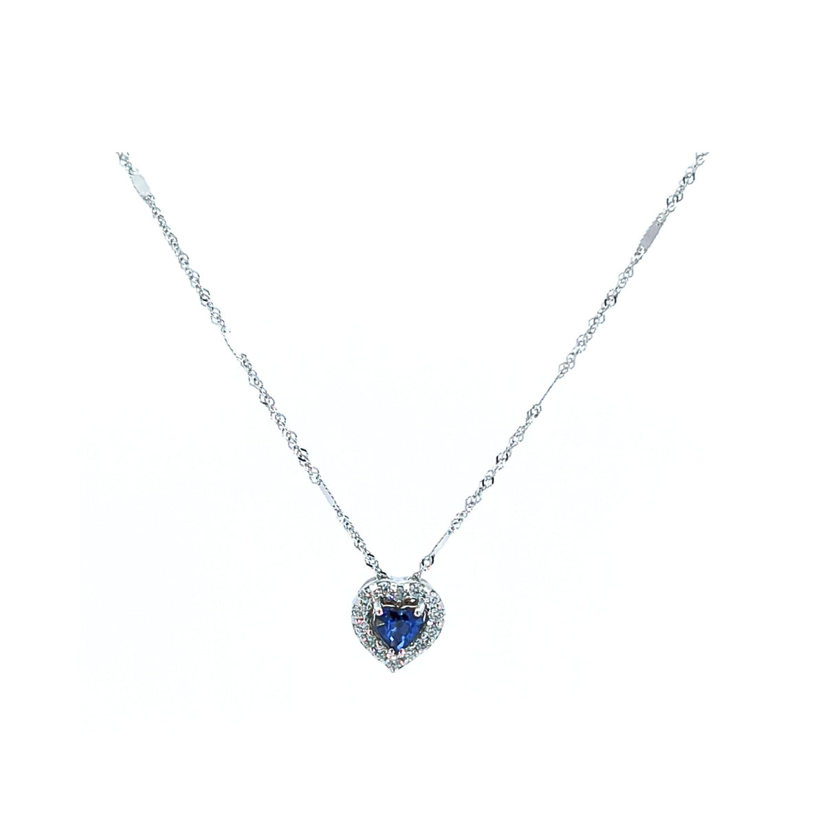 Elisabeth B – Collier – Or blanc, saphir & diamants