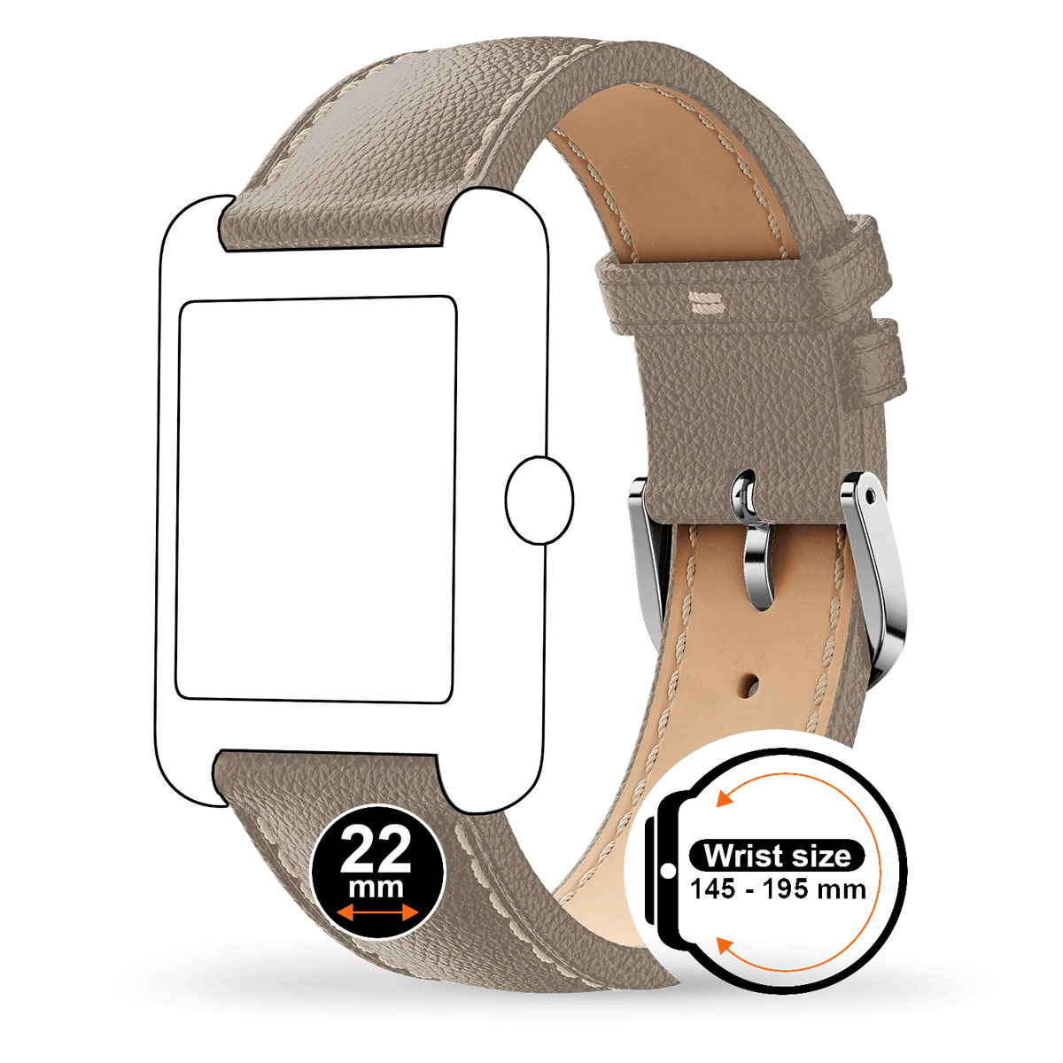 Ice Watch – Bracelet – Smart – Cuir – Taupe Silver Grain – vue 2