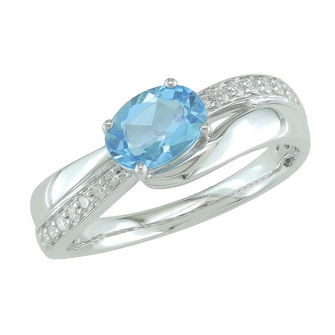 J&A 1970 – Bague – Or Blanc, Topaze & Diamants