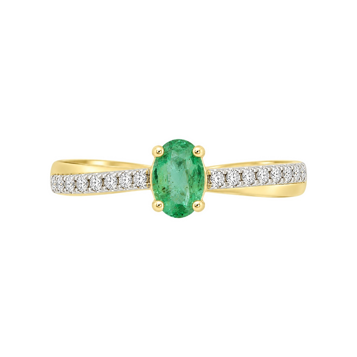 J&A 1970 – Bague – Or jaune, diamants & émeraude